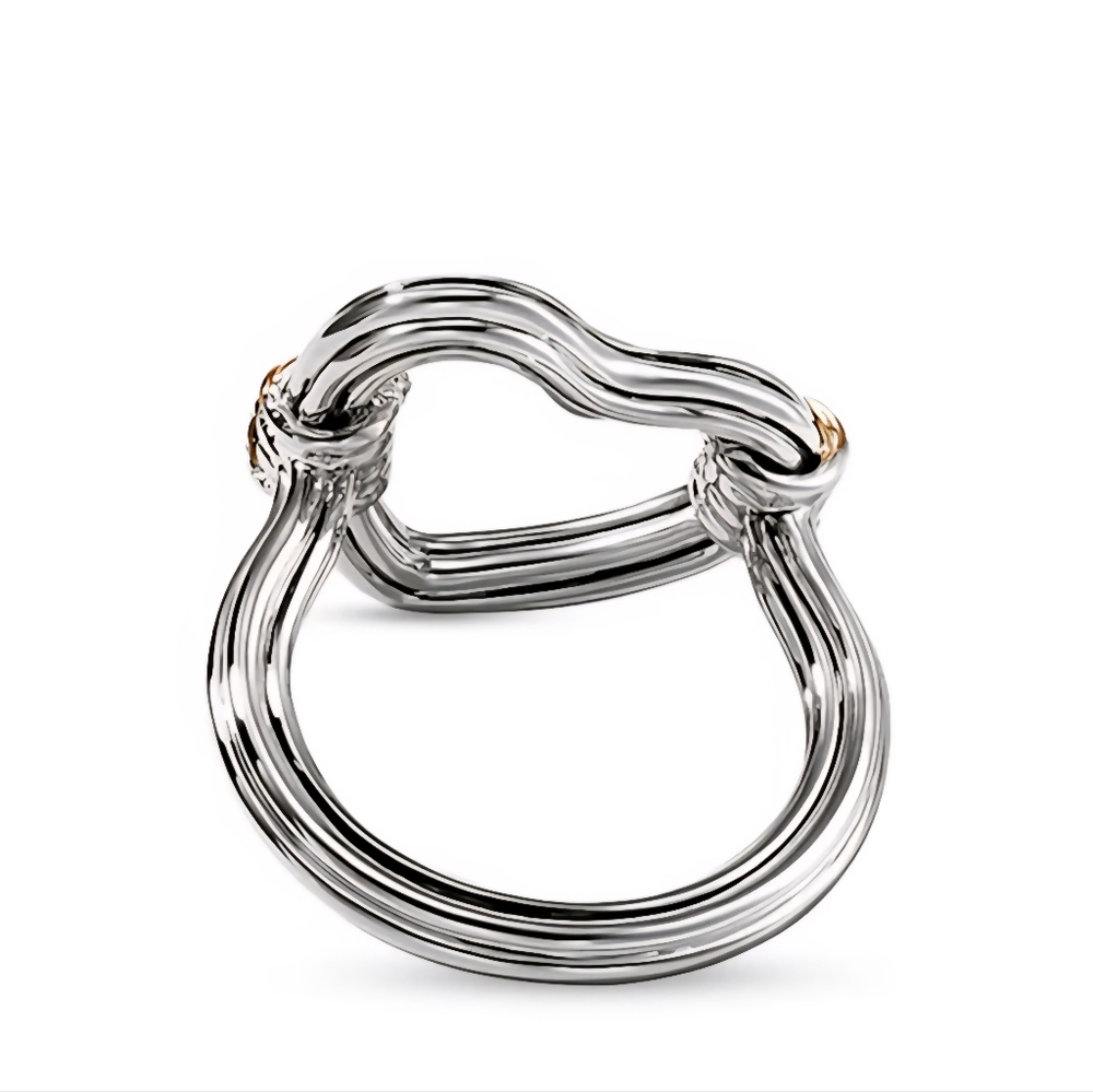 John Hardy Silver & Gold Diamond Heart Ring. - Picture 2 of 6